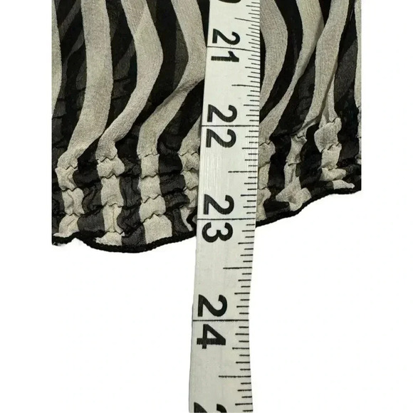 WHBM Women’s Small Black & Cream Semi-Sheer Striped Banded Bottom Top - Picture 6 of 6